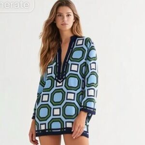 Tory Burch beach Tunic Caftan Resort Swim Cover Up david hicks octagon